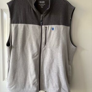 Izod Men's Black and Gray Zip-Up Sweater